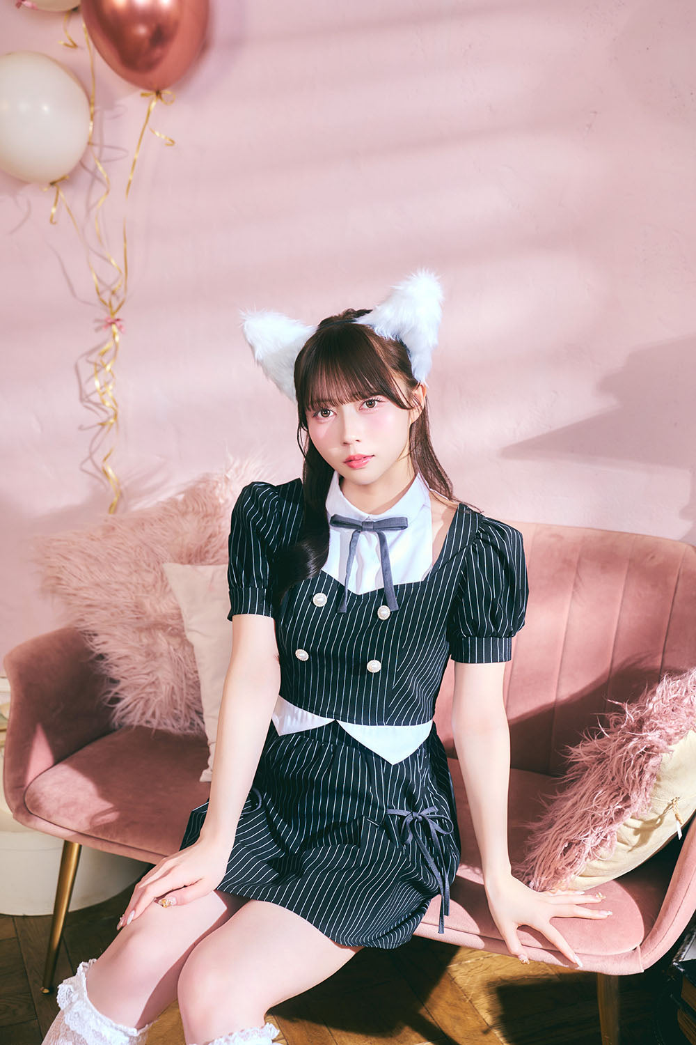 [New] 《JamsCollection着用》 コスプレ ハロウィン アニマル プレッピーシック キティ レディース フリーサイズ ブラック【クリアストーン】♡