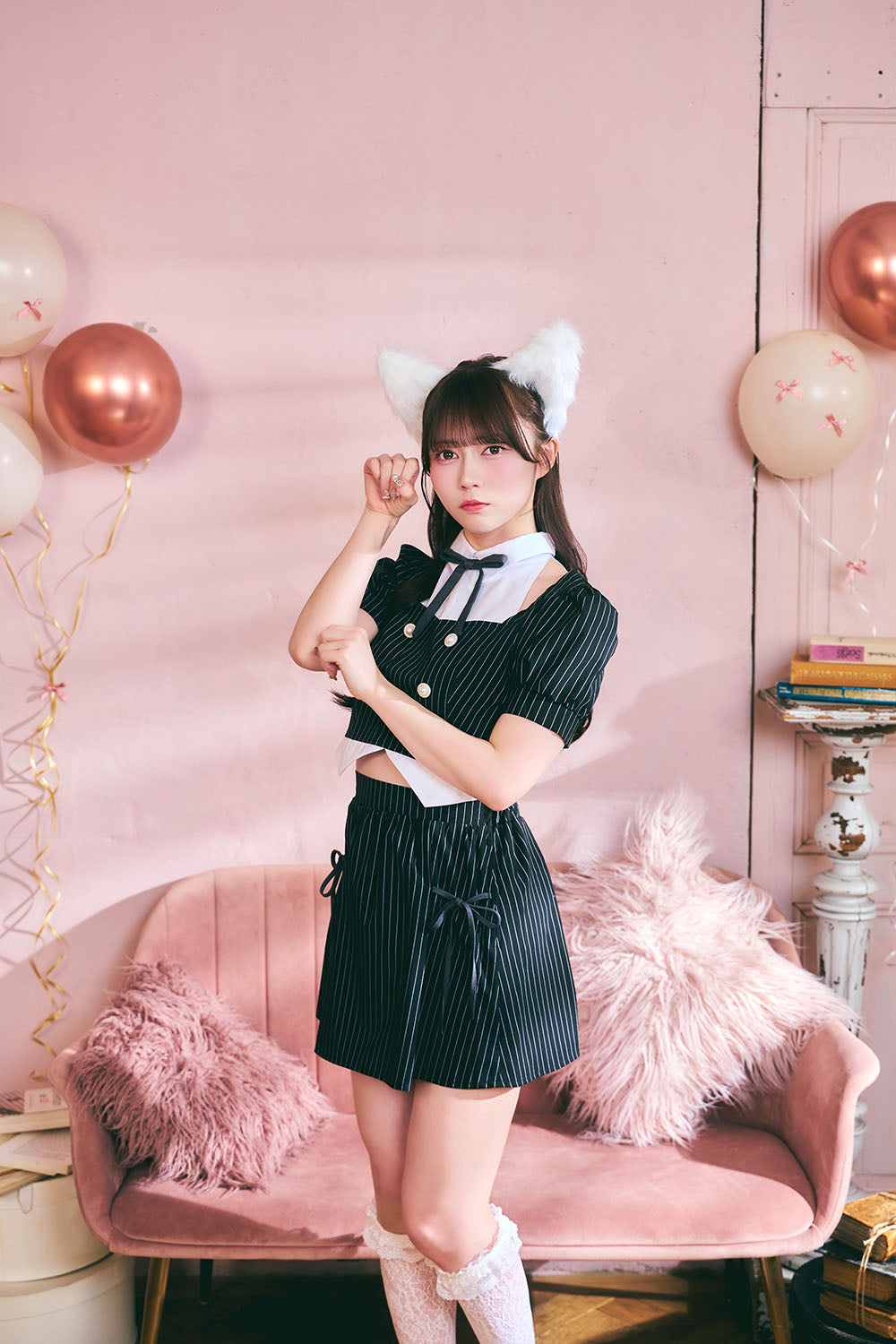 [New] 《JamsCollection着用》 コスプレ ハロウィン アニマル プレッピーシック キティ レディース フリーサイズ ブラック【クリアストーン】♡