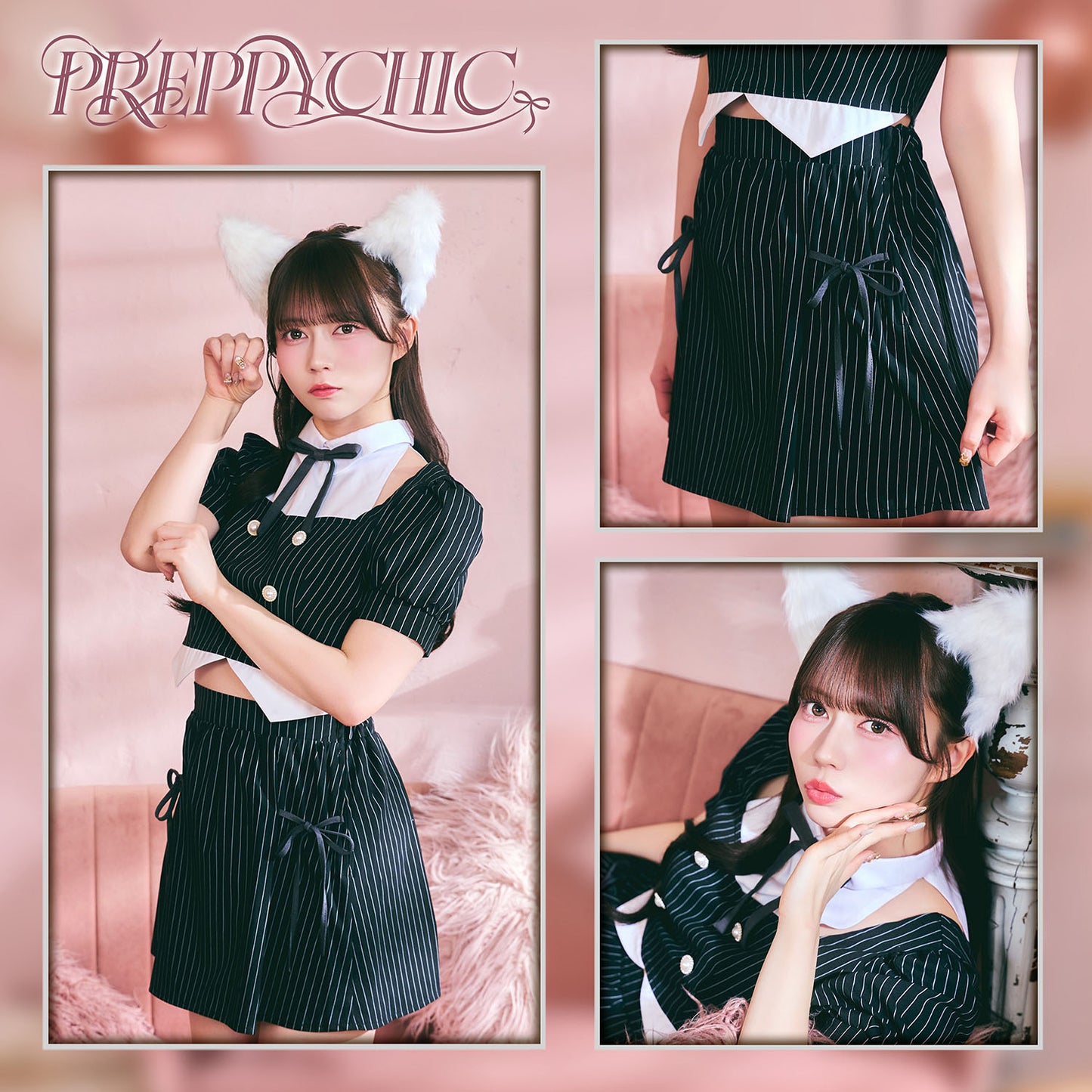 [New] 《JamsCollection着用》 コスプレ ハロウィン アニマル プレッピーシック キティ レディース フリーサイズ ブラック【クリアストーン】♡