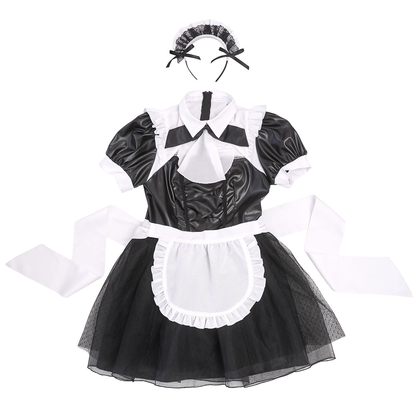 [New] コスプレ ハロウィン モノティーク ドットチュールメイド レディース フリーサイズ ブラック【クリアストーン】♡