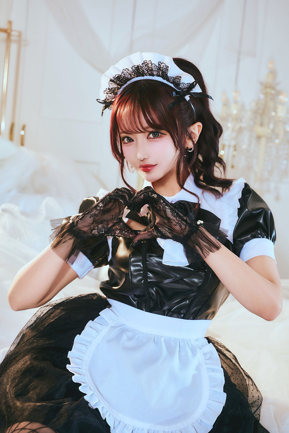 [New] コスプレ ハロウィン モノティーク ドットチュールメイド レディース フリーサイズ ブラック【クリアストーン】♡