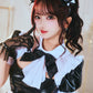 [New] コスプレ ハロウィン モノティーク ドットチュールメイド レディース フリーサイズ ブラック【クリアストーン】♡