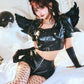 [New] コスプレ ハロウィン 悪魔 モノティーク ショートパンツデビル レディース フリーサイズ ブラック【クリアストーン】♡