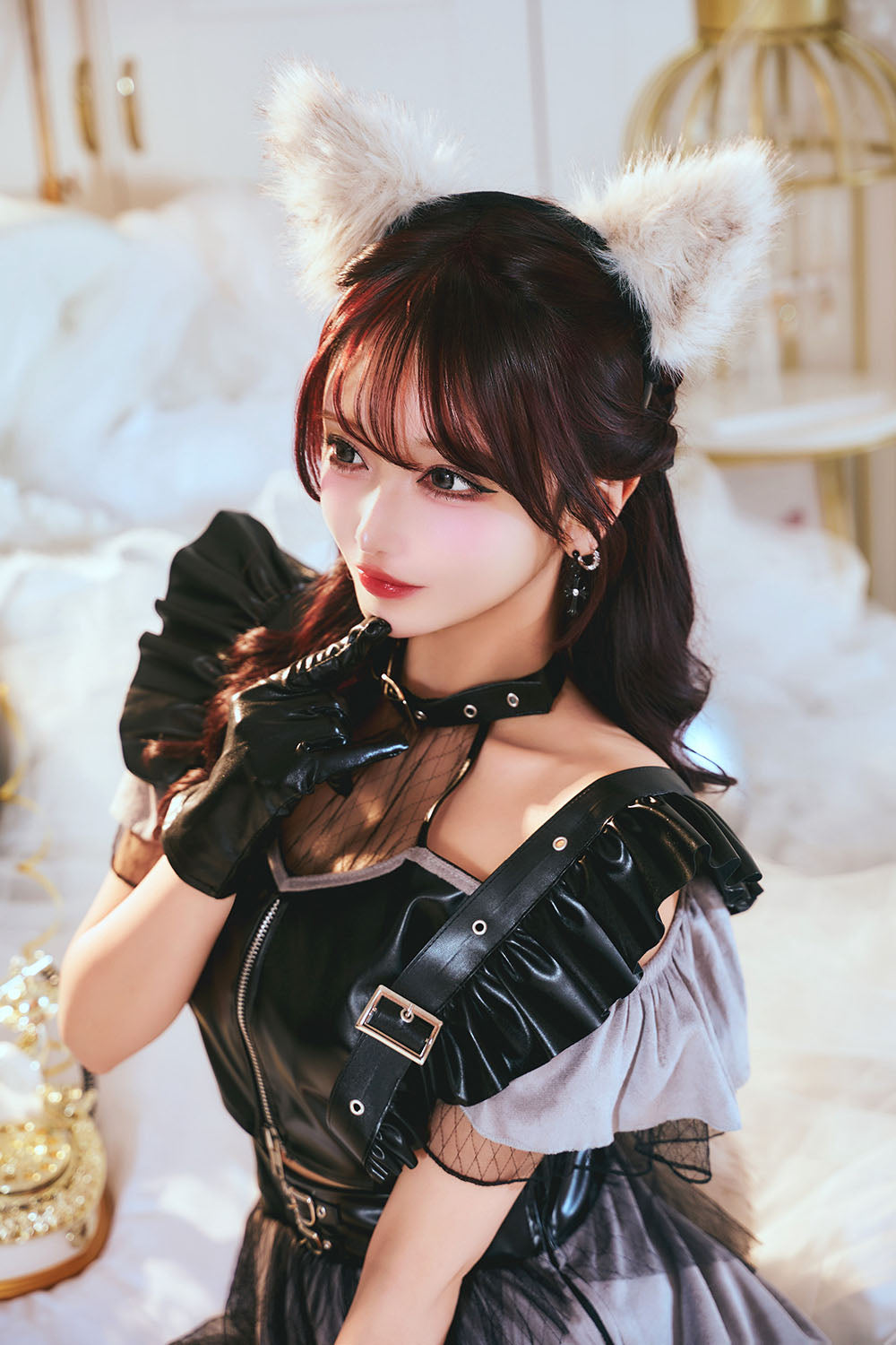[New] コスプレ ハロウィン アニマル モノティーク ダイヤチュールウルフ レディース フリーサイズ ブラック【クリアストーン】♡