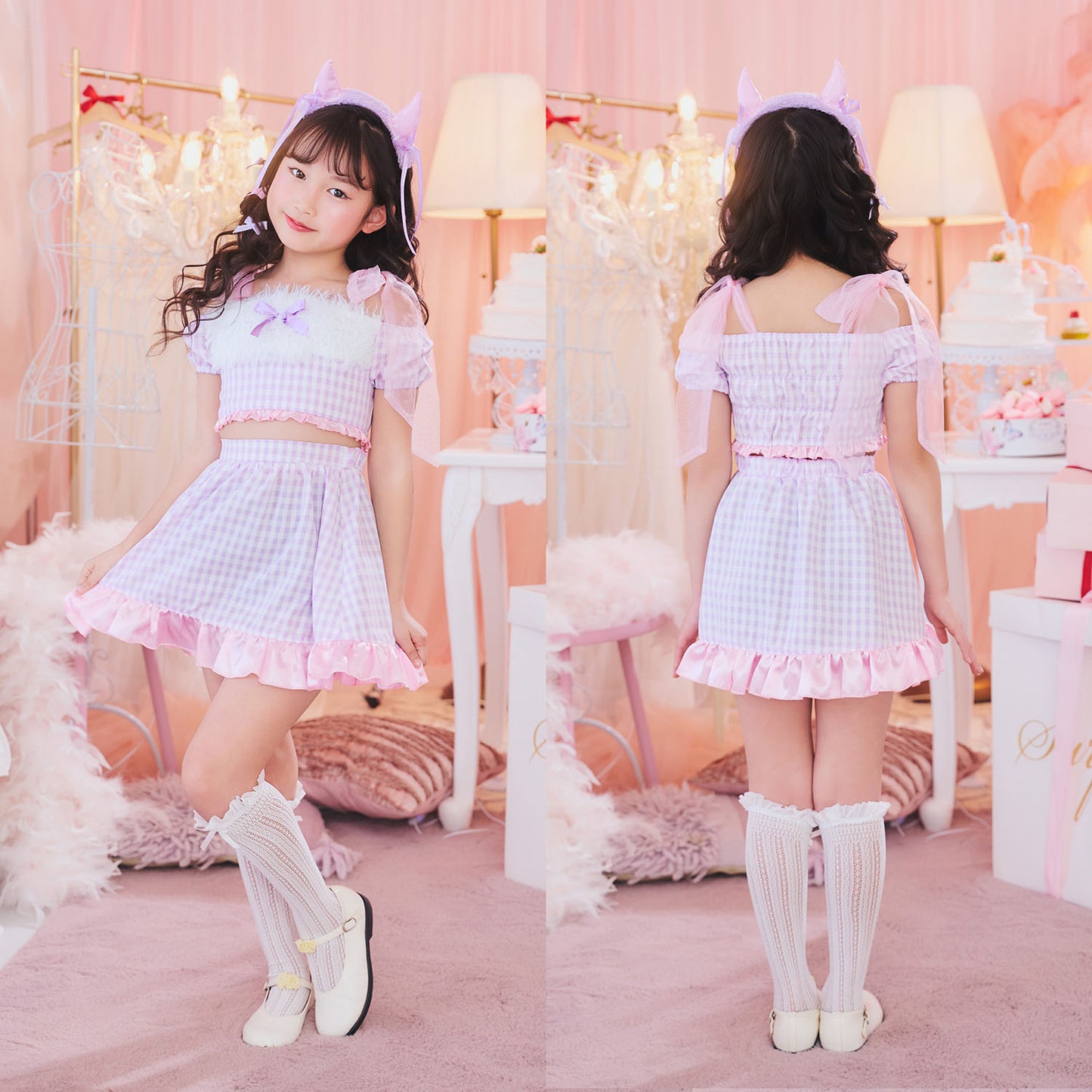 [New] コスプレ こども ハロウィン ミルキーデビル キッズ 120/140cm パープル 【クリアストーン】