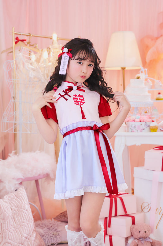 [New] コスプレ こども ハロウィン ミルキーチャイナ キッズ 120/140cm レッド 【クリアストーン】