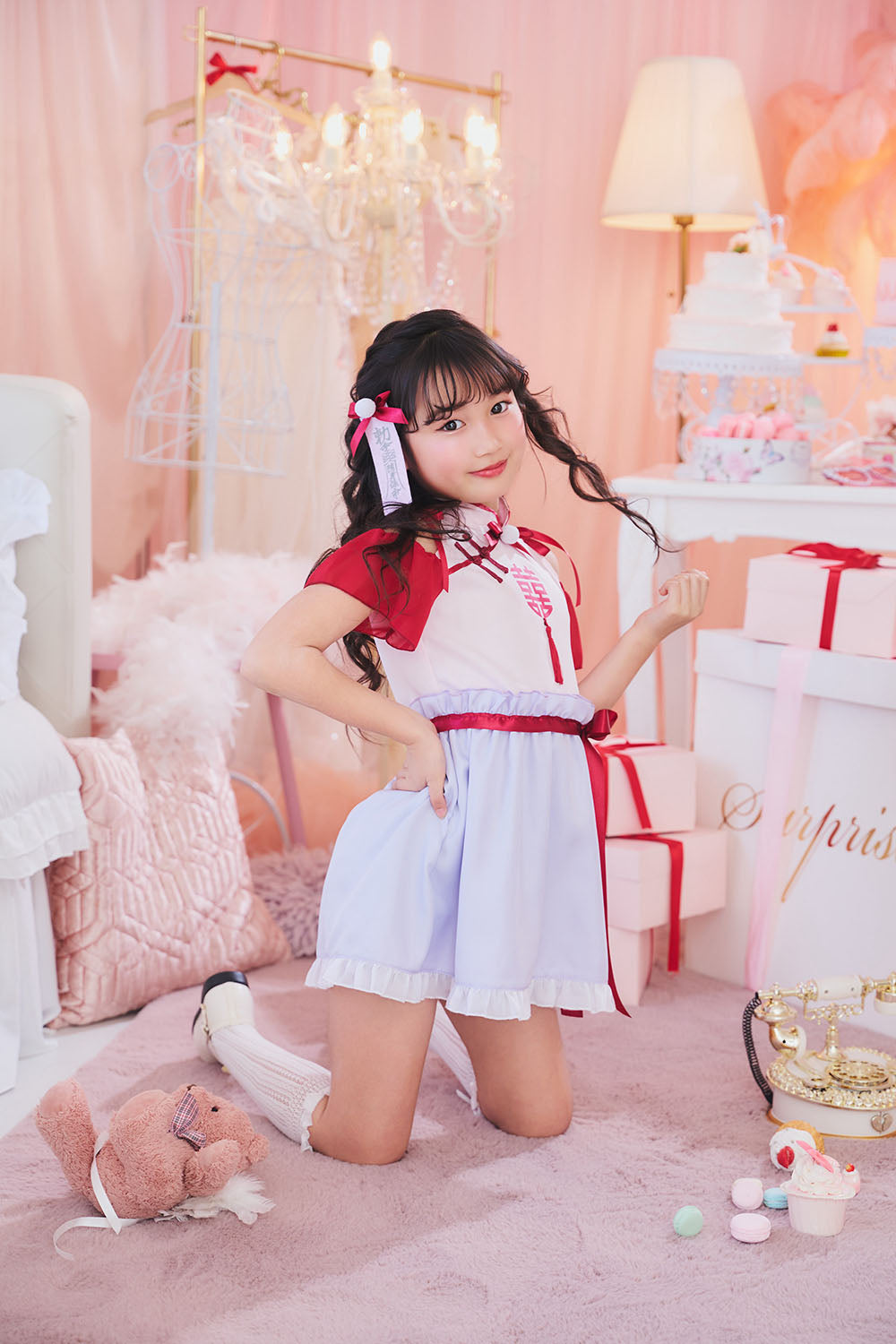 [New] コスプレ こども ハロウィン ミルキーチャイナ キッズ 120/140cm レッド 【クリアストーン】