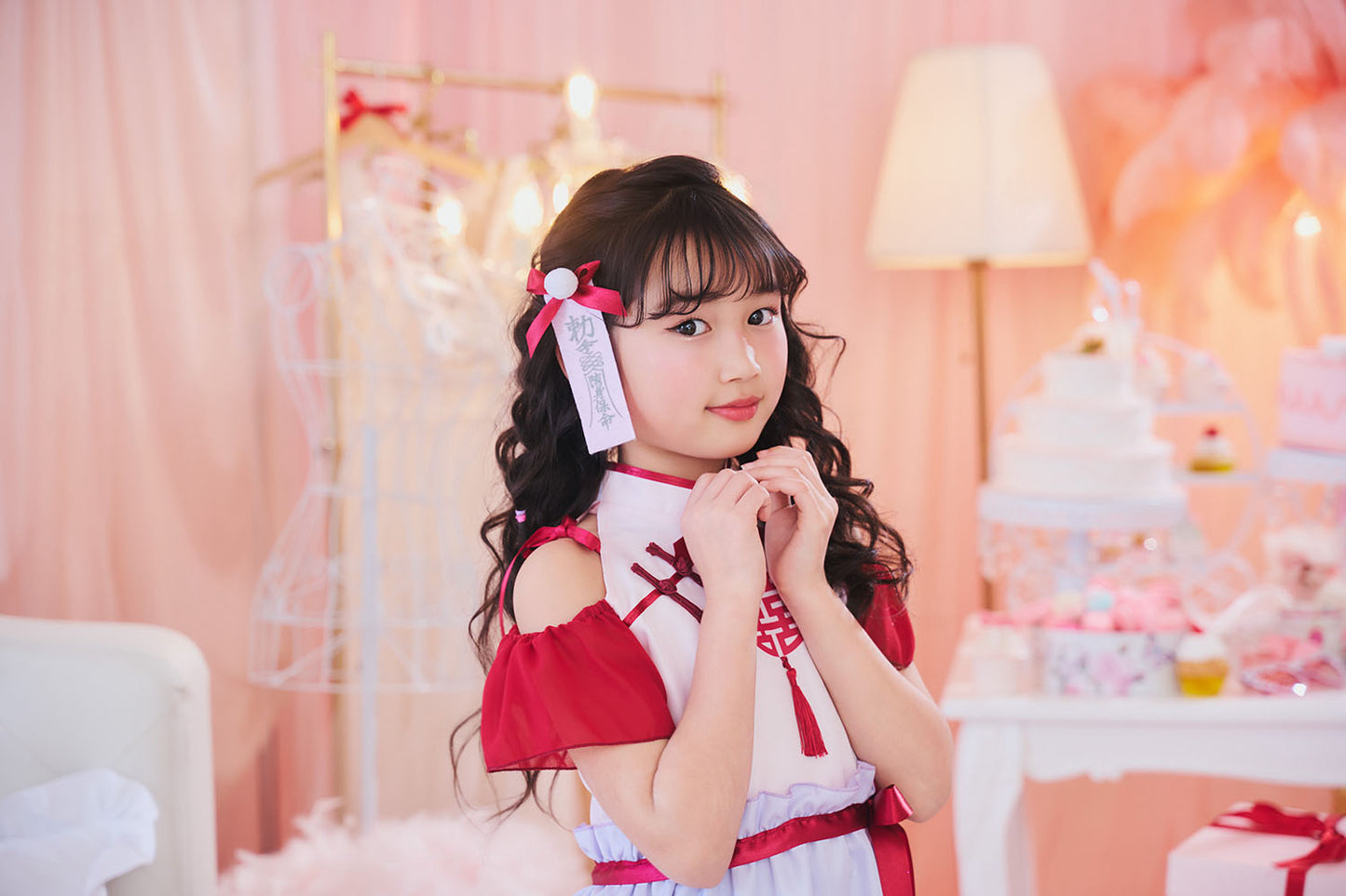 [New] コスプレ こども ハロウィン ミルキーチャイナ キッズ 120/140cm レッド 【クリアストーン】