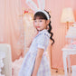 [New] コスプレ こども ハロウィン うさぎ ミルキーチェックバニー キッズ 120/140cm ブルー 【クリアストーン】