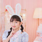 [New] コスプレ こども ハロウィン うさぎ ミルキーチェックバニー キッズ 120/140cm ブルー 【クリアストーン】