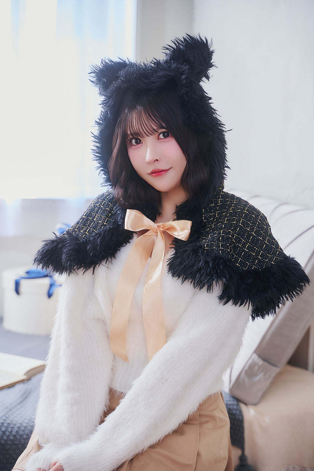 [New] コスプレ ハロウィン アニマル ケープ レディース フリーサイズ ブラック/レッド/パープル【クリアストーン】