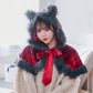 [New] コスプレ ハロウィン アニマル ケープ レディース フリーサイズ ブラック/レッド/パープル【クリアストーン】
