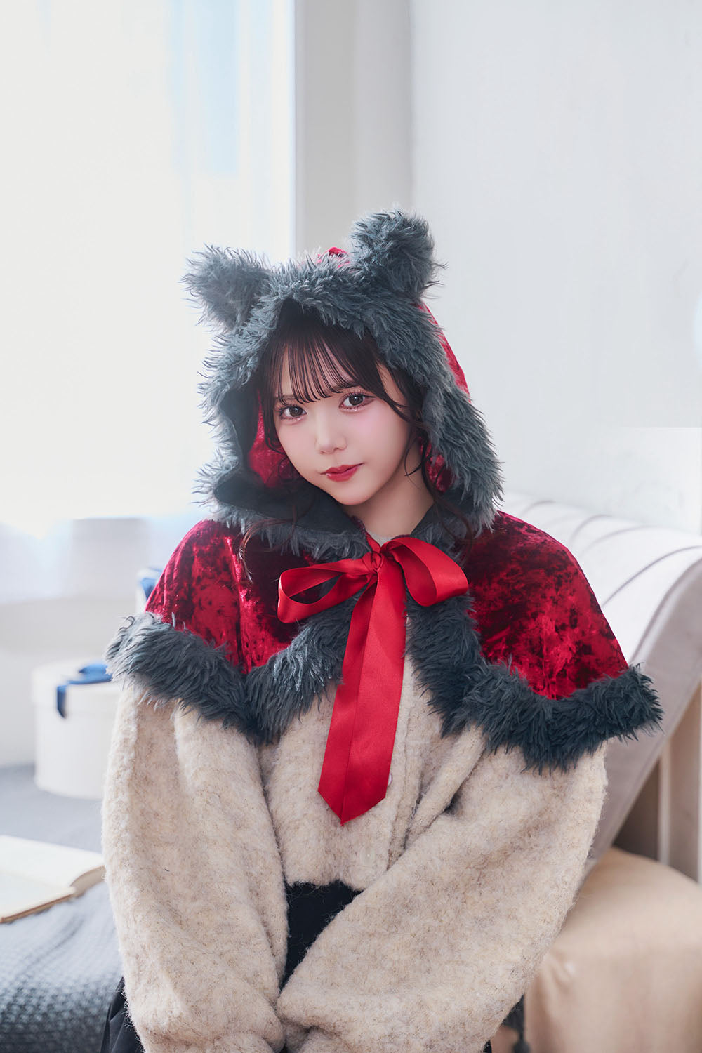 [New] コスプレ ハロウィン アニマル ケープ レディース フリーサイズ ブラック/レッド/パープル【クリアストーン】