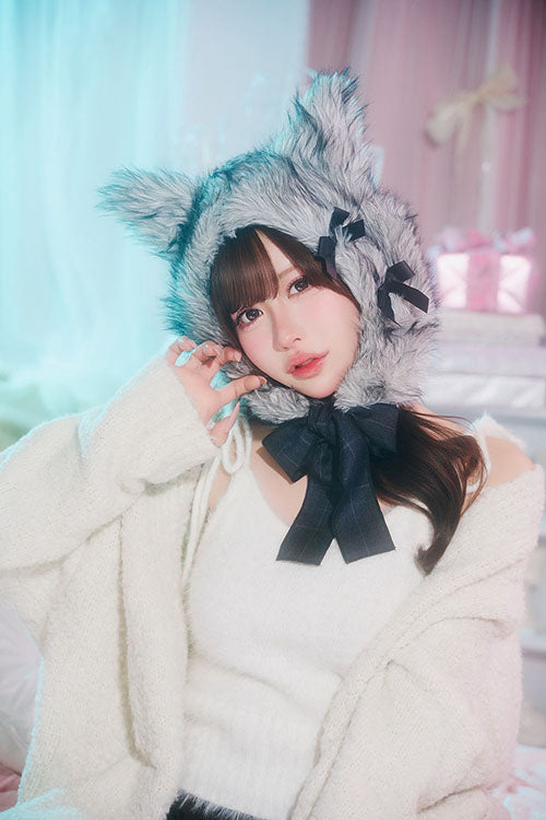 [New] コスプレ小物 ハロウィン アニマル かぶりもの もふもふうさたん/もふもふにゃんにゃん レディース フリーサイズ グレー/ブラウン/ピンク【クリアストーン】