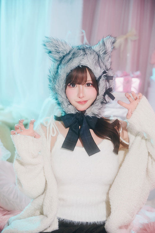 [New] コスプレ小物 ハロウィン アニマル かぶりもの もふもふうさたん/もふもふにゃんにゃん レディース フリーサイズ グレー/ブラウン/ピンク【クリアストーン】