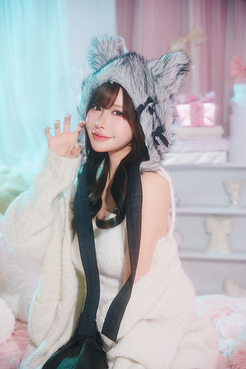 [New] コスプレ小物 ハロウィン アニマル かぶりもの もふもふうさたん/もふもふにゃんにゃん レディース フリーサイズ グレー/ブラウン/ピンク【クリアストーン】