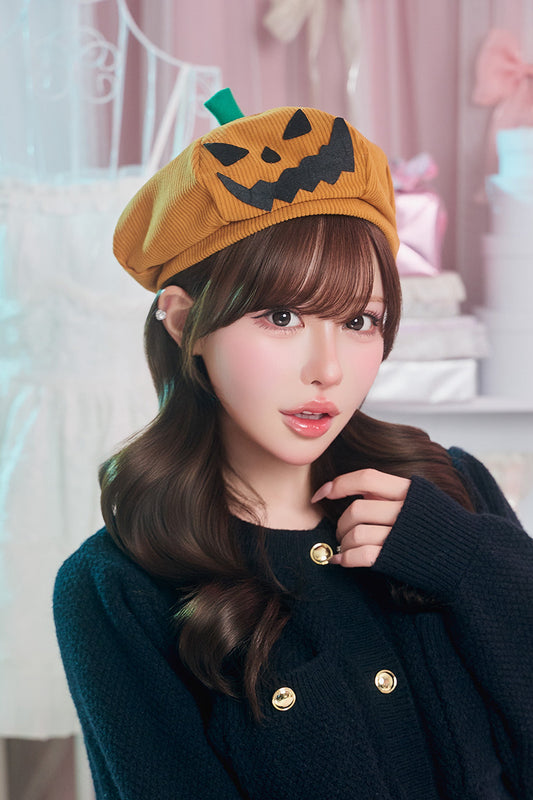 [New] コスプレ小物 帽子 ハロウィン かぼちゃ パンプキンベレー帽 ユニセックス フリーサイズ オレンジ 【クリアストーン】