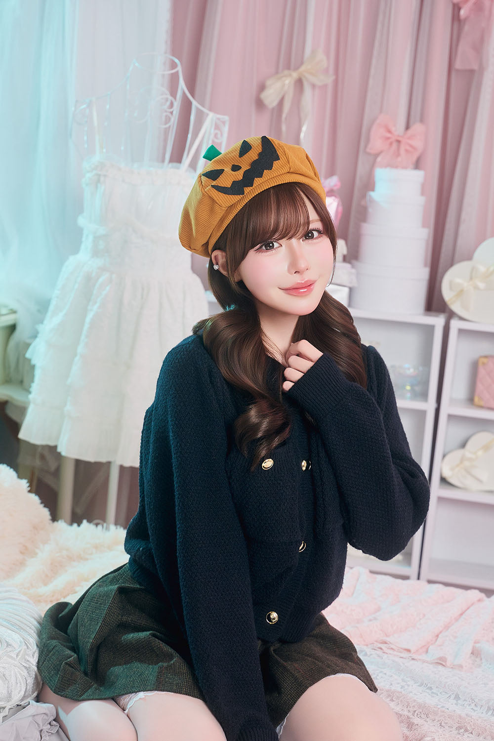 [New] コスプレ小物 帽子 ハロウィン かぼちゃ パンプキンベレー帽 ユニセックス フリーサイズ オレンジ 【クリアストーン】