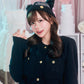 [New] コスプレ小物 帽子 ハロウィン ねこ ツギハギチェック黒猫キャップ ユニセックス フリーサイズ ブラック 【クリアストーン】