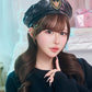 [New] コスプレ小物 帽子 ハロウィン 警察 ポリスベレー帽 ユニセックス フリーサイズ ブラック 【クリアストーン】