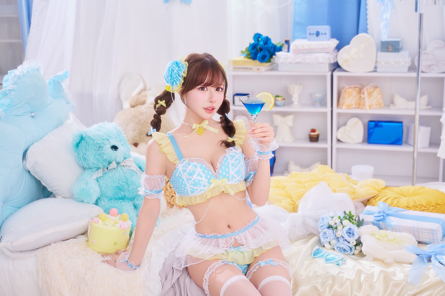 [New] コスプレ メロリック チャイナブルー レディース フリーサイズ ブルー【クリアストーン】♡