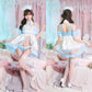 【予約/6月23日発送予定】[New] コスプレ ベビードール poppy doll ネグリジェナース レディース フリーサイズ ブルー【クリアストーン】♡