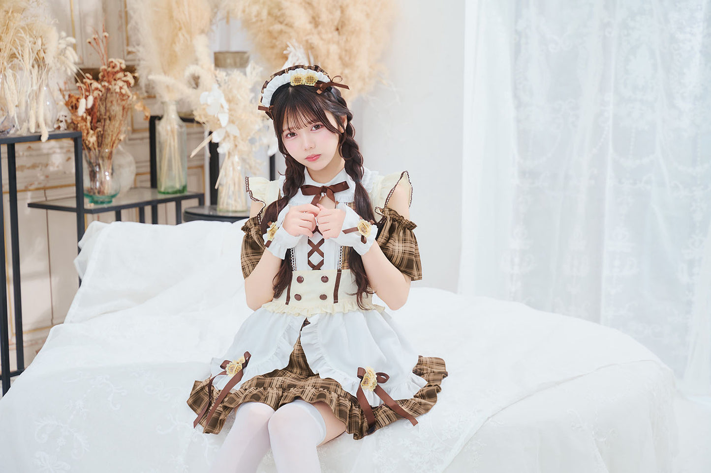 [New] 《JamsCollection着用》コスプレ リリパレ ひまわりメイド レディース フリーサイズ ブラウン 【クリアストーン】♡
