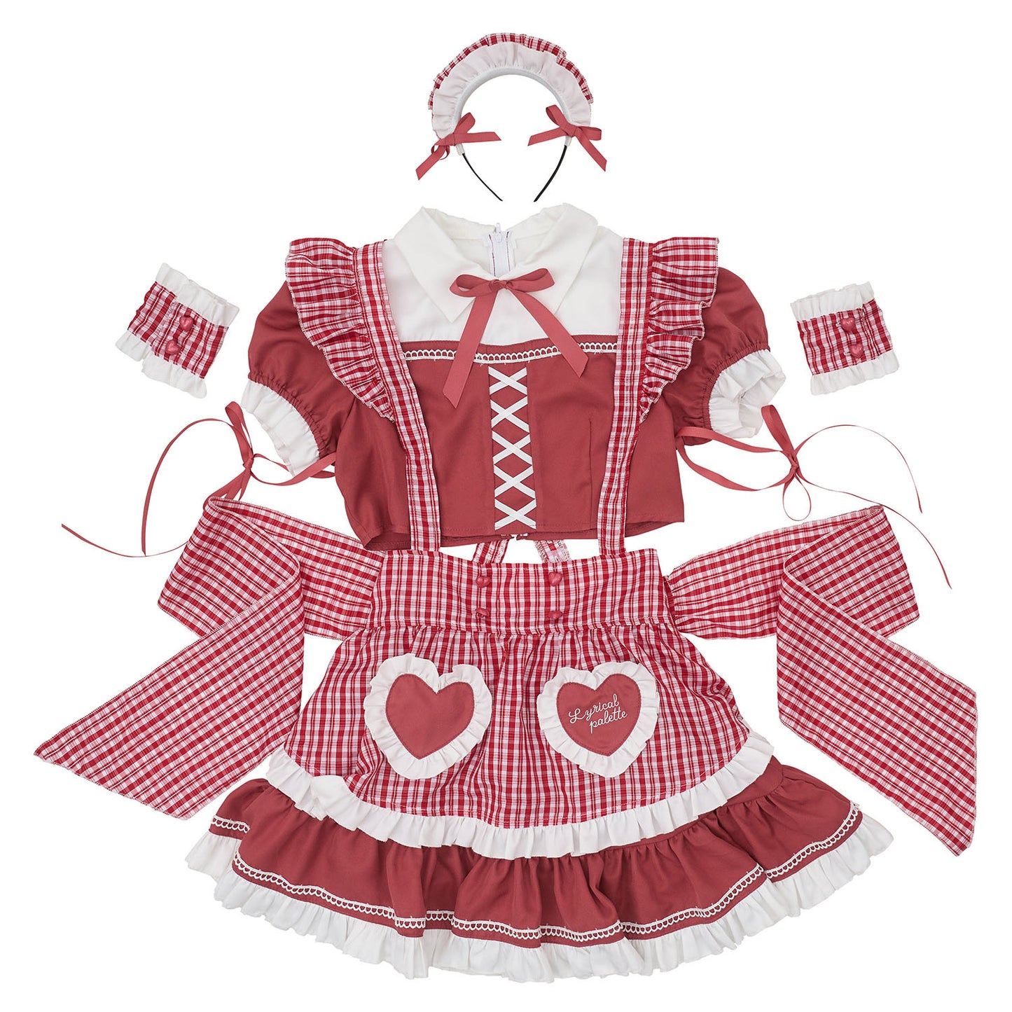 [New] 《JamsCollection着用》コスプレ リリパレ メロウハートメイド レディース フリーサイズ レッド【クリアストーン】♡