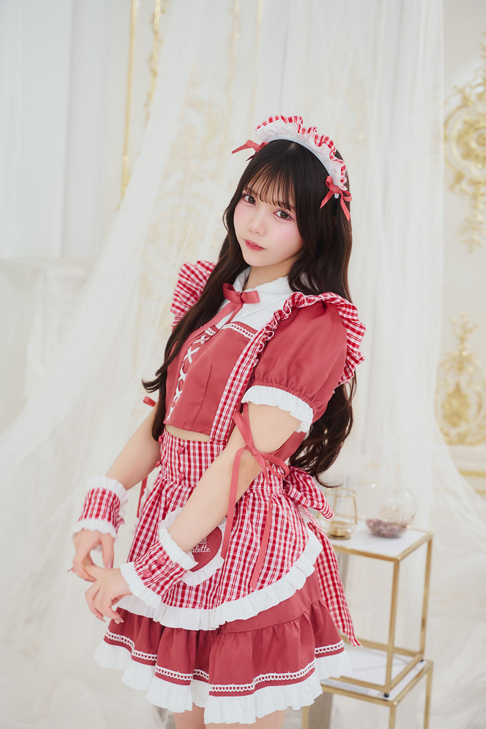 [New] 《JamsCollection着用》コスプレ リリパレ メロウハートメイド レディース フリーサイズ レッド【クリアストーン】♡