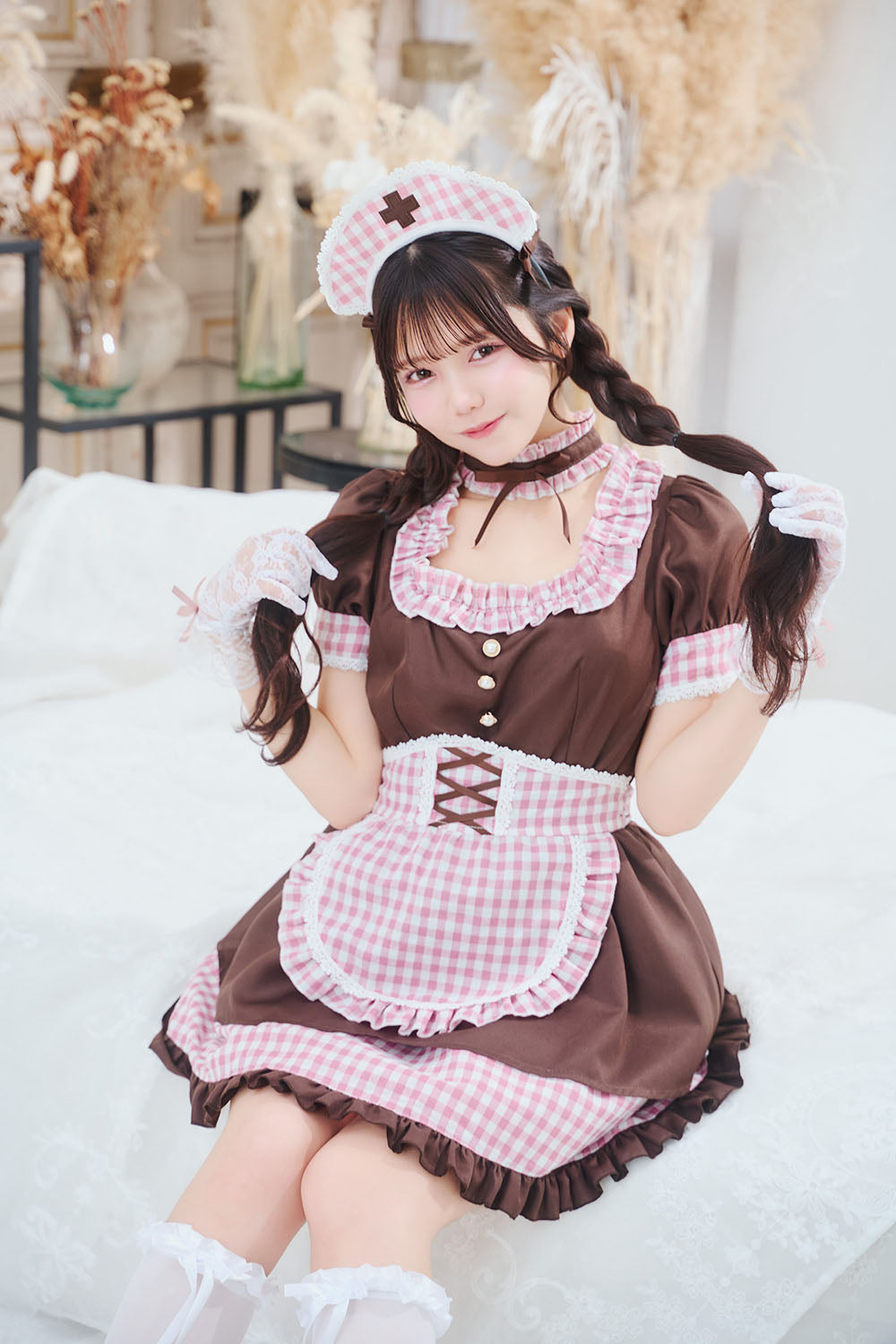 [New] 《JamsCollection着用》コスプレ リリパレ ロマンスナースメイド レディース フリーサイズ ピンク/ブルー【クリアストーン】♡