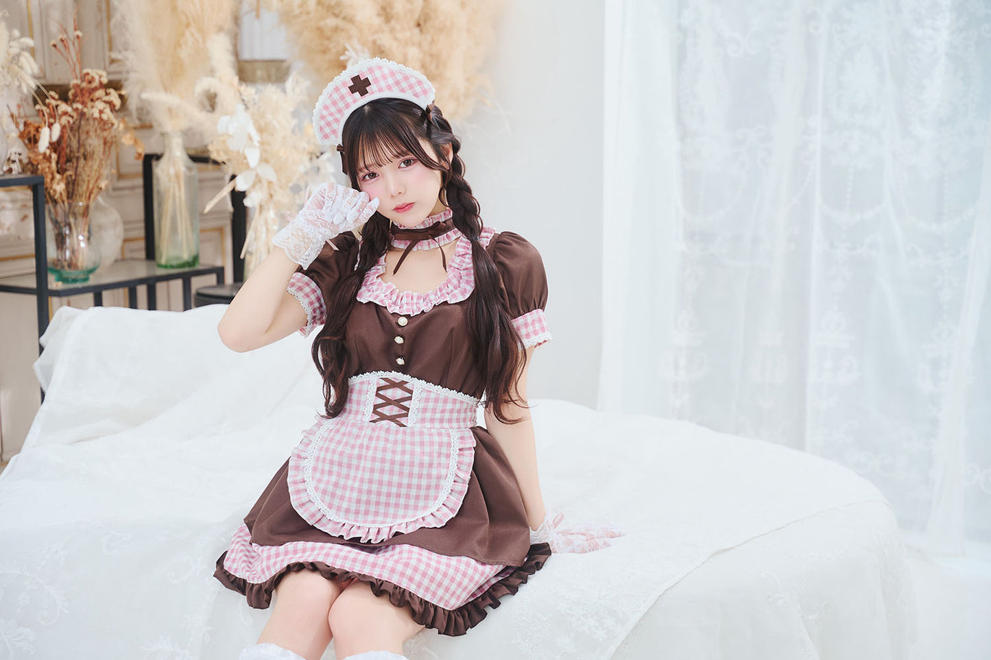 [New] 《JamsCollection着用》コスプレ リリパレ ロマンスナースメイド レディース フリーサイズ ピンク/ブルー【クリアストーン】♡