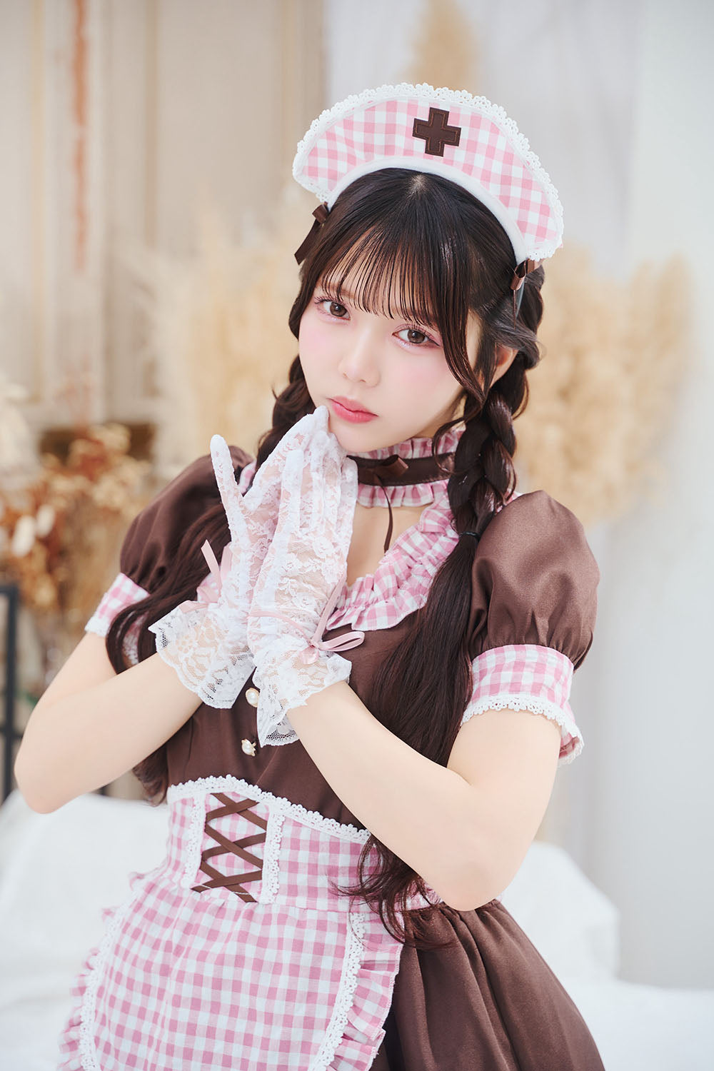 [New] 《JamsCollection着用》コスプレ リリパレ ロマンスナースメイド レディース フリーサイズ ピンク/ブルー【クリアストーン】♡