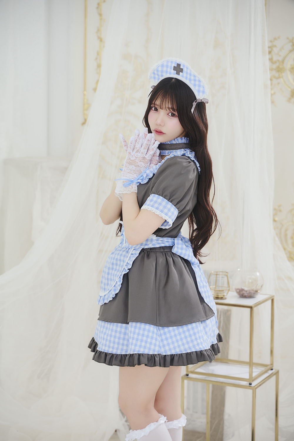 [New] 《JamsCollection着用》コスプレ リリパレ ロマンスナースメイド レディース フリーサイズ ピンク/ブルー【クリアストーン】♡