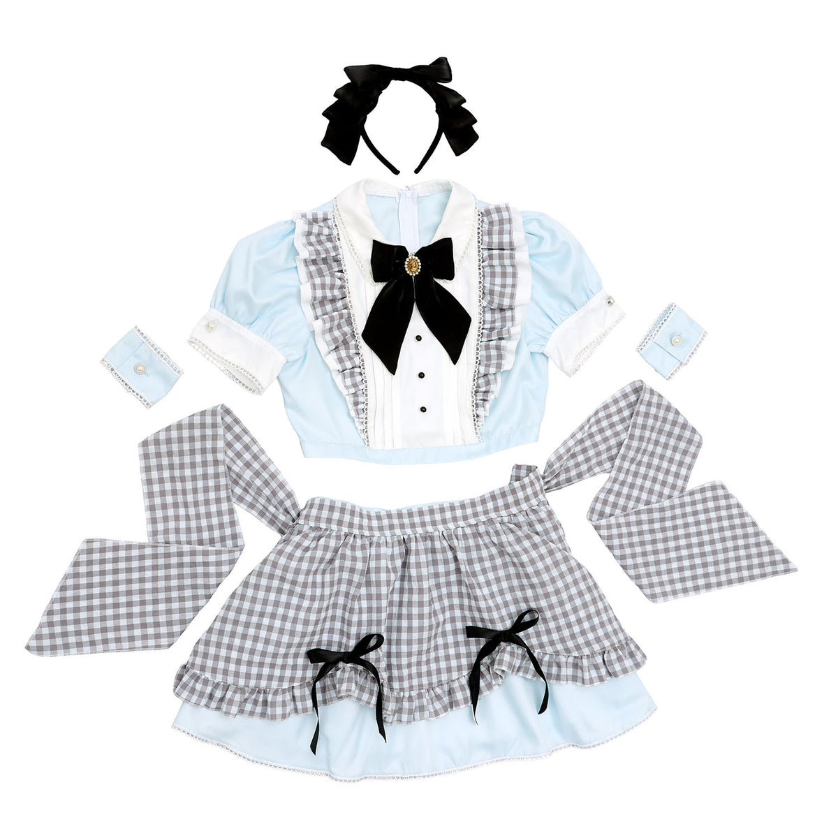 [New] 《JamsCollection着用》コスプレ リリパレ アリスリボンメイド レディース フリーサイズ ブルー【クリアストーン】♡