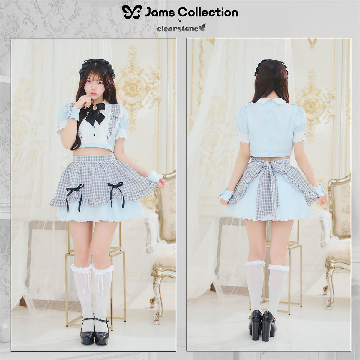 [New] 《JamsCollection着用》コスプレ リリパレ アリスリボンメイド レディース フリーサイズ ブルー【クリアストーン】♡