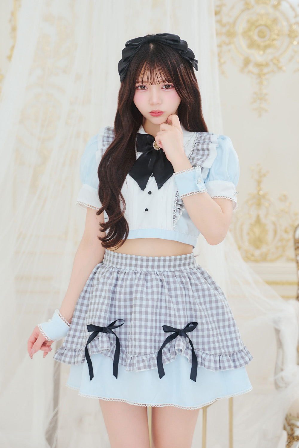 [New] 《JamsCollection着用》コスプレ リリパレ アリスリボンメイド レディース フリーサイズ ブルー【クリアストーン】♡
