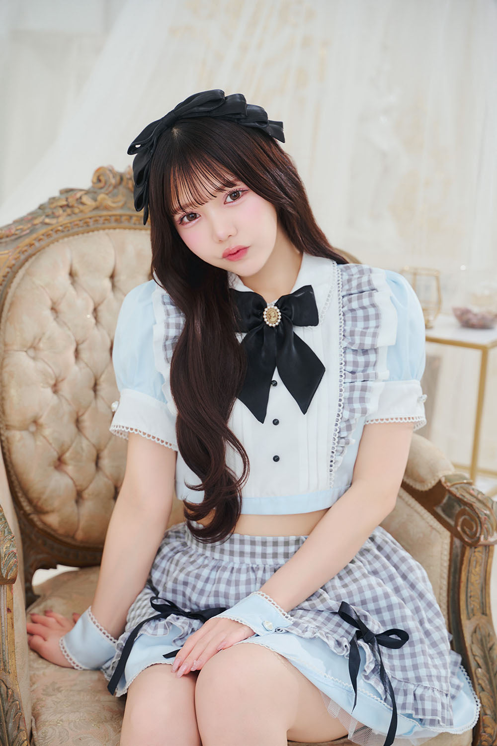 [New] 《JamsCollection着用》コスプレ リリパレ アリスリボンメイド レディース フリーサイズ ブルー【クリアストーン】♡
