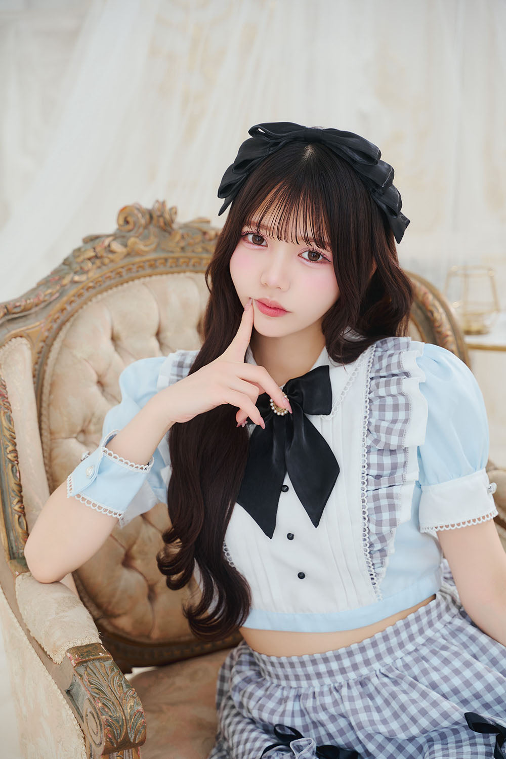 [New] 《JamsCollection着用》コスプレ リリパレ アリスリボンメイド レディース フリーサイズ ブルー【クリアストーン】♡