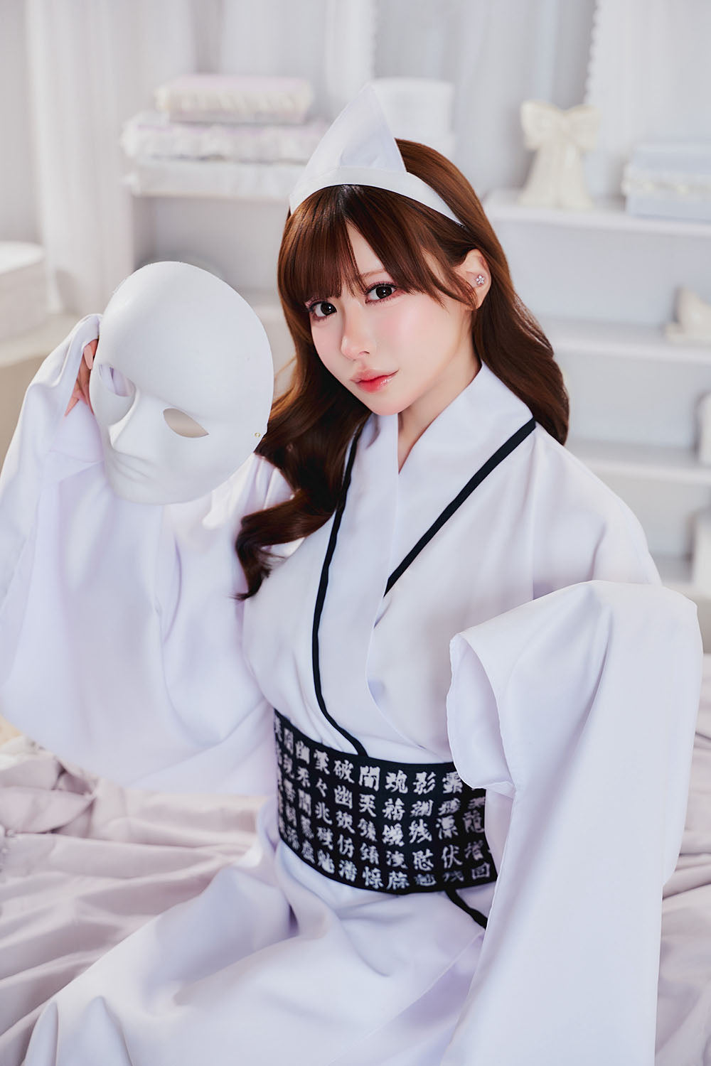 [New] コスプレ 幽霊 呪詛着物 ユニセックス ホワイト【クリアストーン】