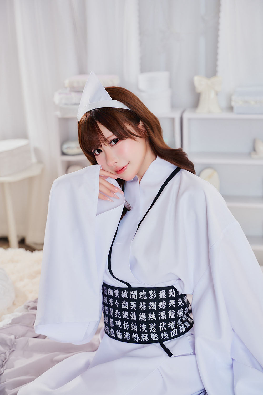 [New] コスプレ 幽霊 呪詛着物 ユニセックス ホワイト【クリアストーン】