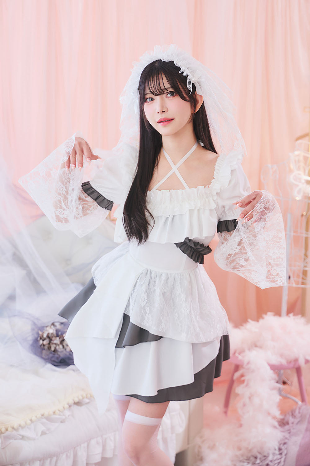 【予約/6月23日発送予定】[New] コスプレ 夏の風物詩 ドーリーゴースト レディース フリーサイズ ホワイト【クリアストーン】♡