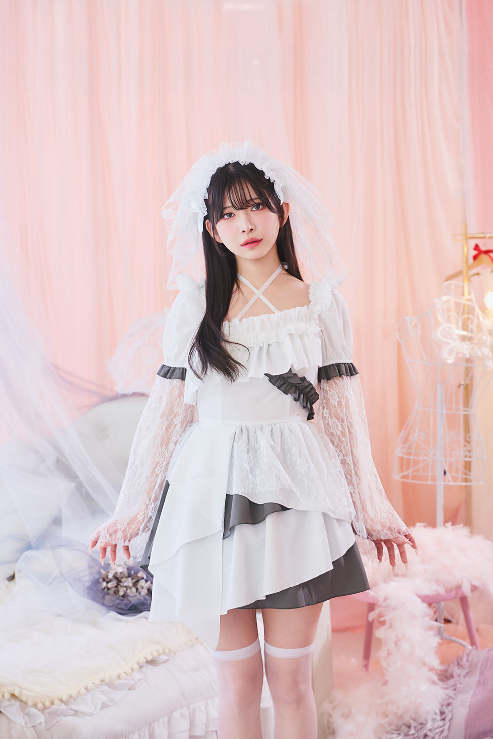 【予約/6月23日発送予定】[New] コスプレ 夏の風物詩 ドーリーゴースト レディース フリーサイズ ホワイト【クリアストーン】♡