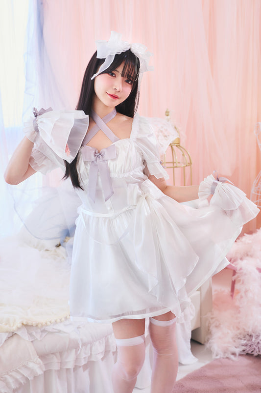 【予約/6月23日発送予定】[New] コスプレ 夏の風物詩 リュバンゴースト レディース フリーサイズ ホワイト【クリアストーン】♡