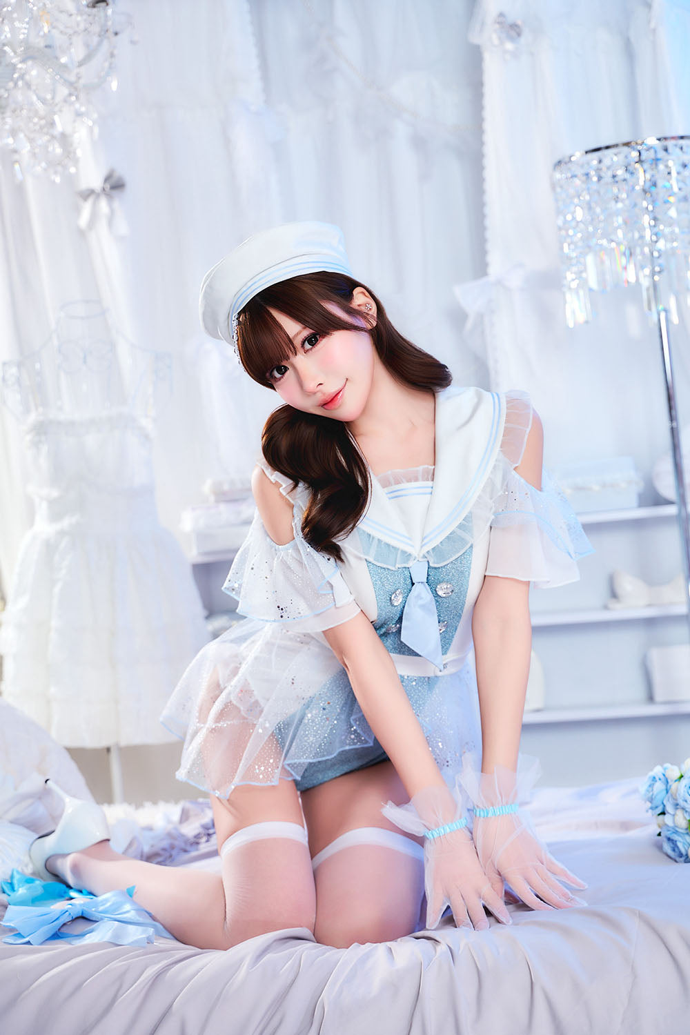 【予約/6月23日発送予定】[New] コスプレ 夏の風物詩 ラムネマリン レディース フリーサイズ ホワイト【クリアストーン】♡