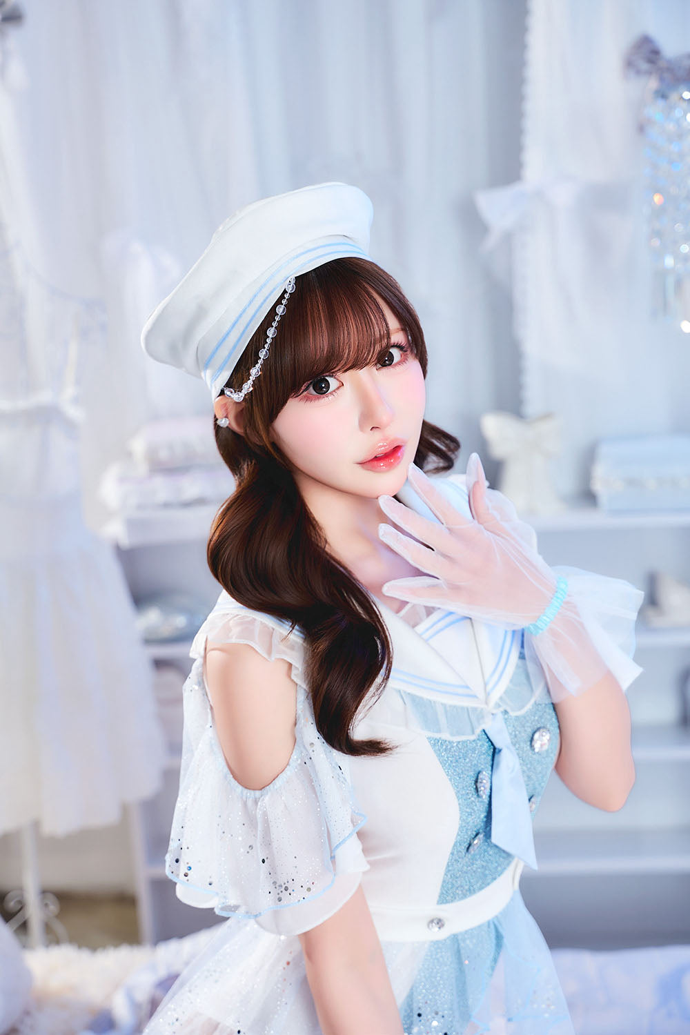 【予約/6月23日発送予定】[New] コスプレ 夏の風物詩 ラムネマリン レディース フリーサイズ ホワイト【クリアストーン】♡