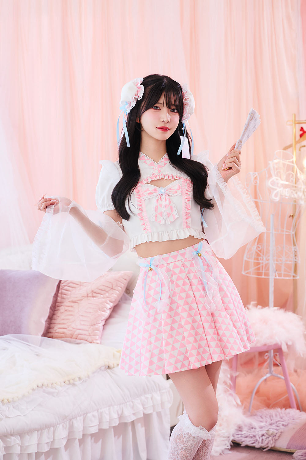 【予約/6月23日発送予定】[New] コスプレ 夏の風物詩 風鈴小町 レディース フリーサイズ ホワイト【クリアストーン】♡