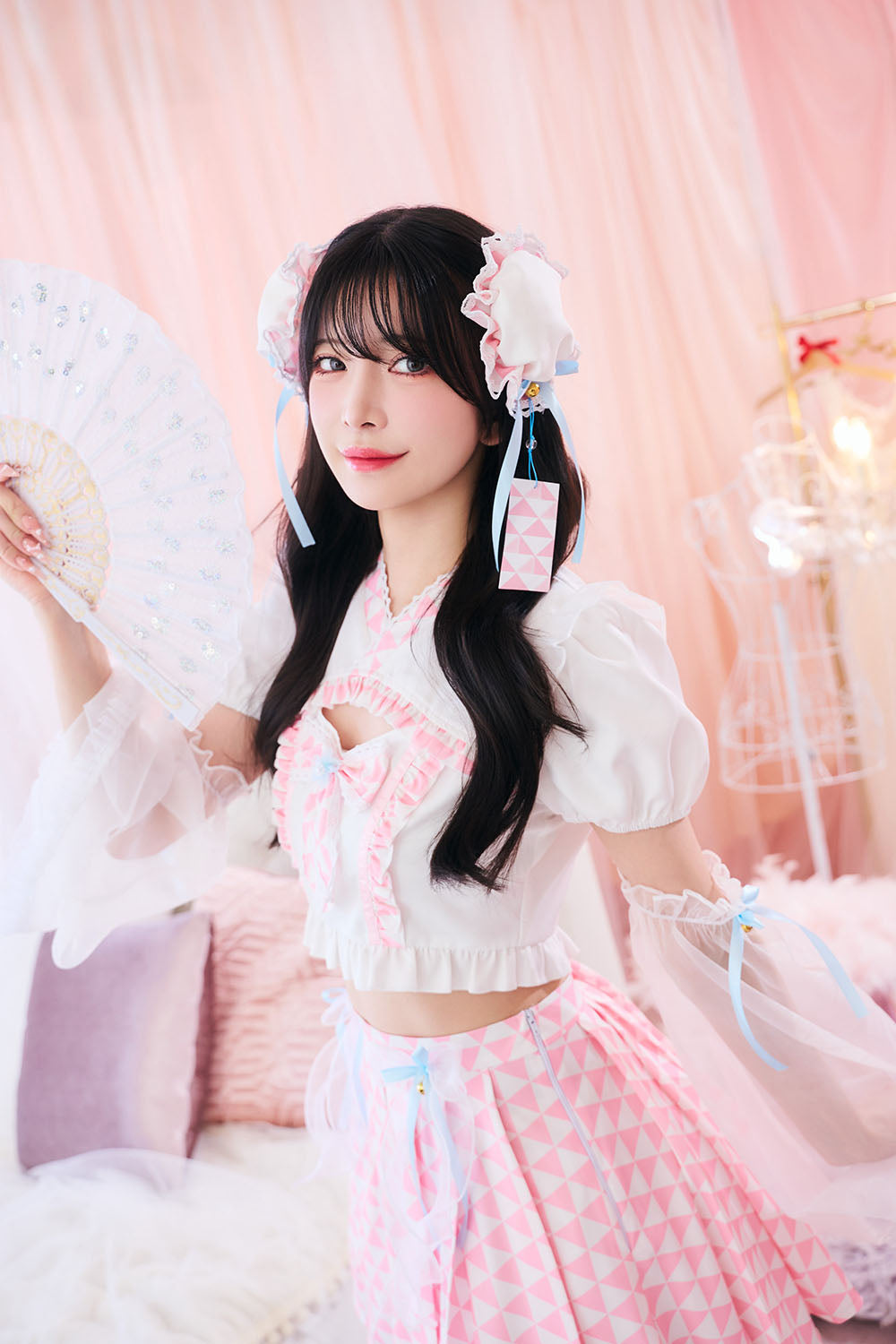 【予約/6月23日発送予定】[New] コスプレ 夏の風物詩 風鈴小町 レディース フリーサイズ ホワイト【クリアストーン】♡