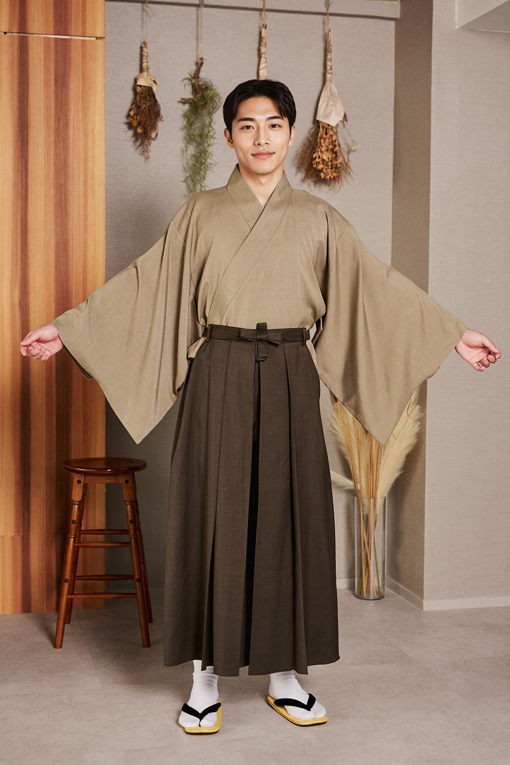[New] コスプレ 和装 セレクト着物 上衣 ユニセックス フリーサイズ 薄茶/紺/炭黒 【クリアストーン】