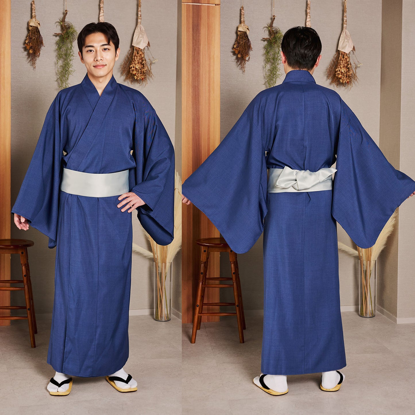 [New] コスプレ 和装 セレクト着物 着物 ユニセックス フリーサイズ 鼠茶/紺/炭黒 【クリアストーン】