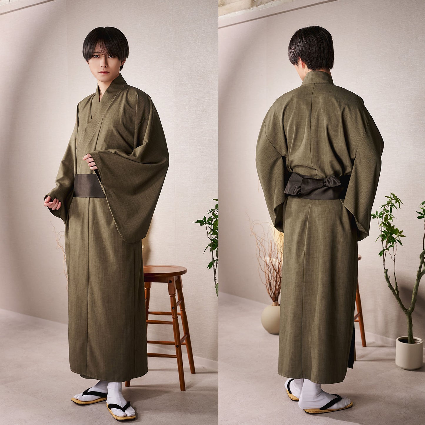 [New] コスプレ 和装 セレクト着物 着物 ユニセックス フリーサイズ 鼠茶/紺/炭黒 【クリアストーン】